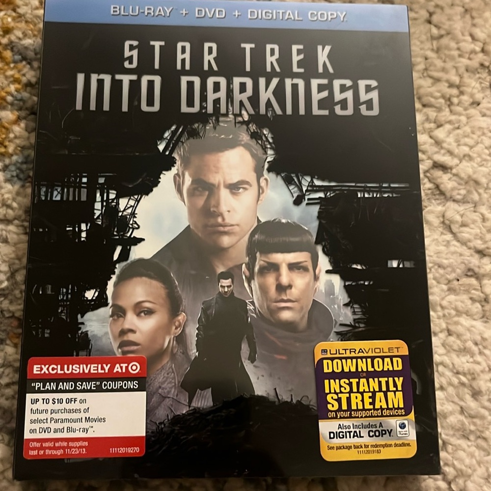 Star Trek: Into Darkness (Blu-ray + DVD, 2013) 2 Disc set EUC